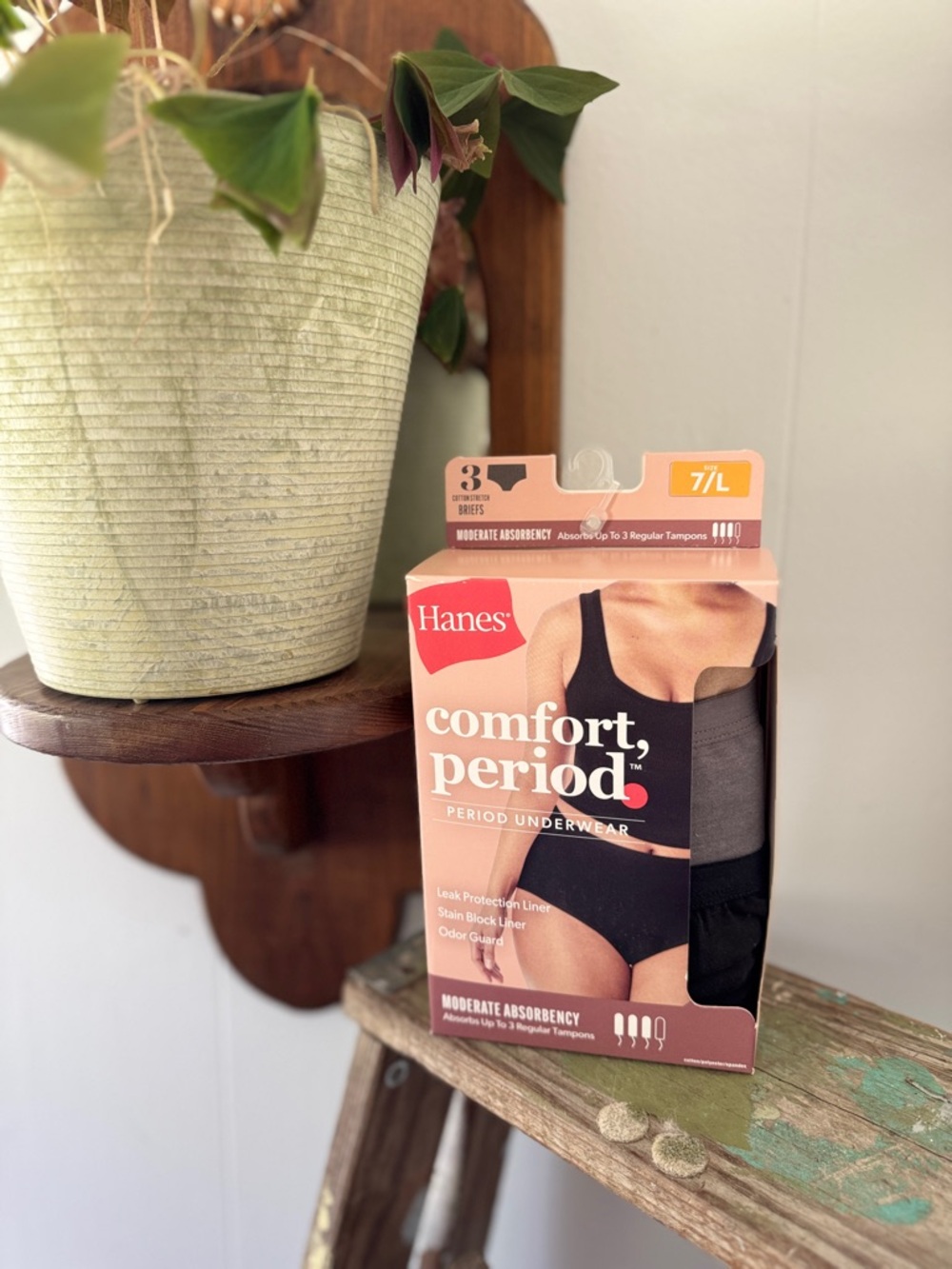 💕 NWT Hanes Comfort, Period™ Period Underwear 3-Pack Size L